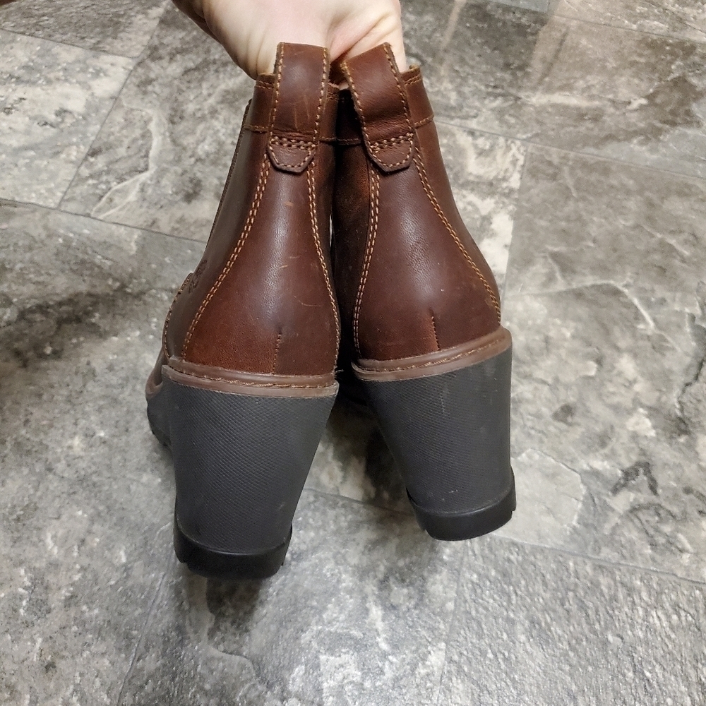 Timberland Kellis Brown Nubuck Suede Leather Wedge Chelsea Ankle Boots‎ Booties - Picture 6 of 9
